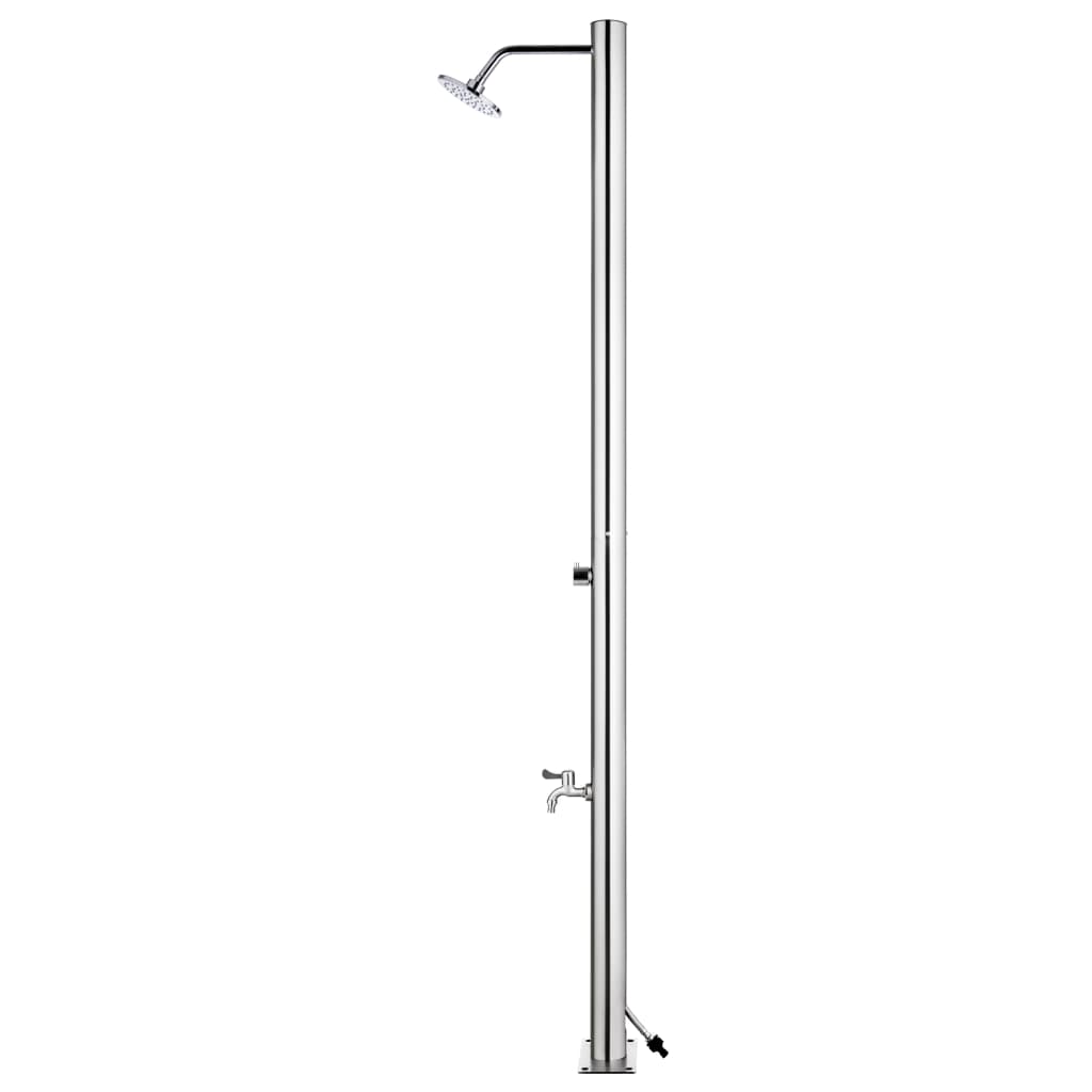 Zahradní Sprcha S Šedou Základnou 220 Cm Nerezová Ocel