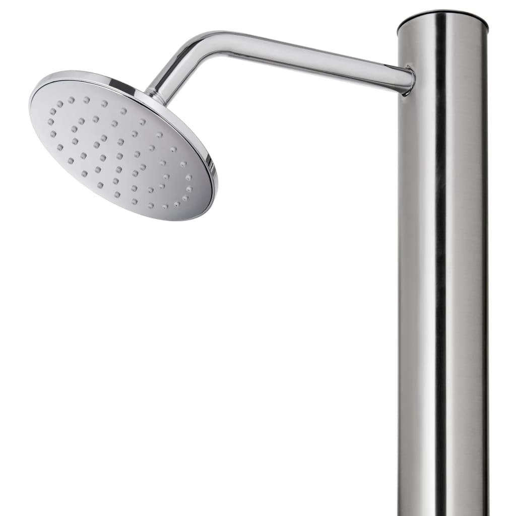 Zahradní Sprcha S Šedou Základnou 220 Cm Nerezová Ocel