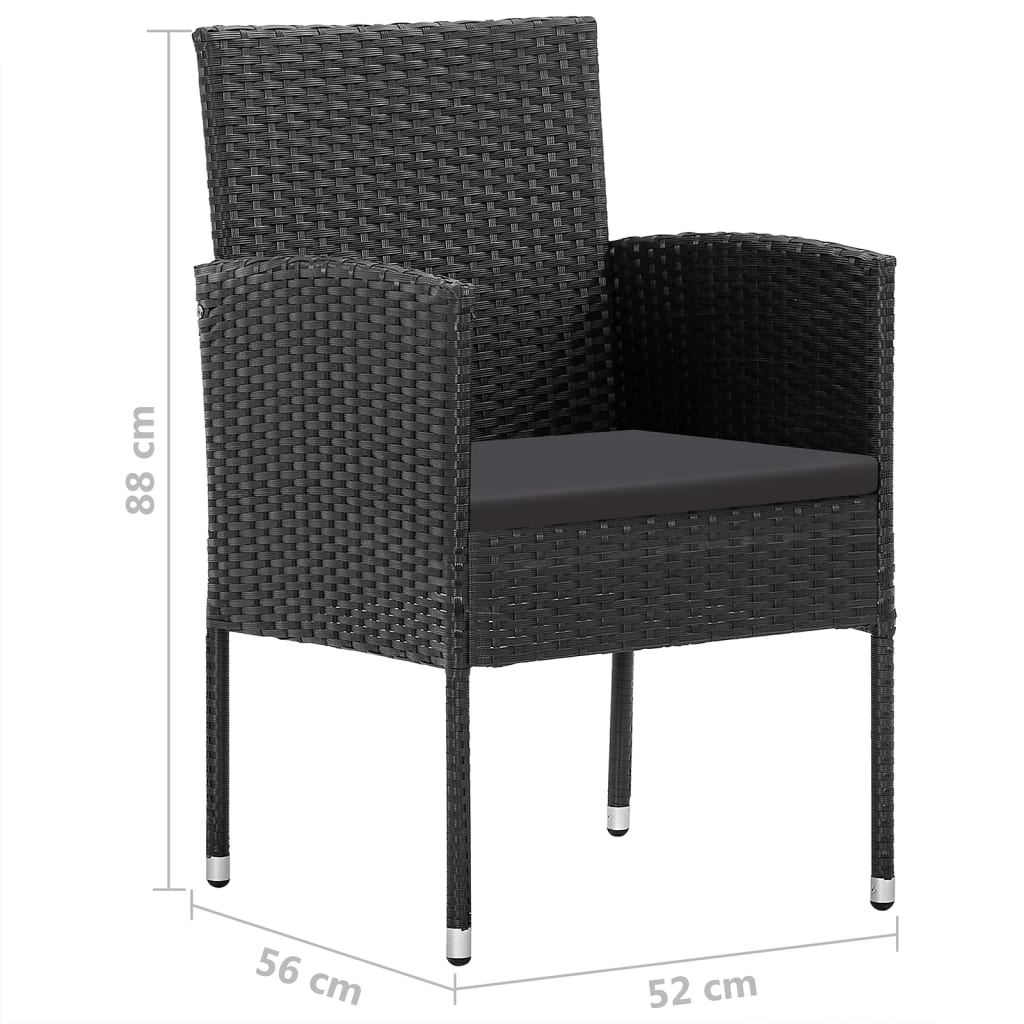 5Dílný Zahradní Jídelní Set Černý