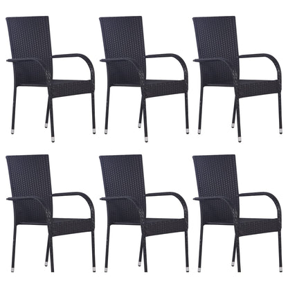 7Dílný Zahradní Jídelní Set Polyratan Černý