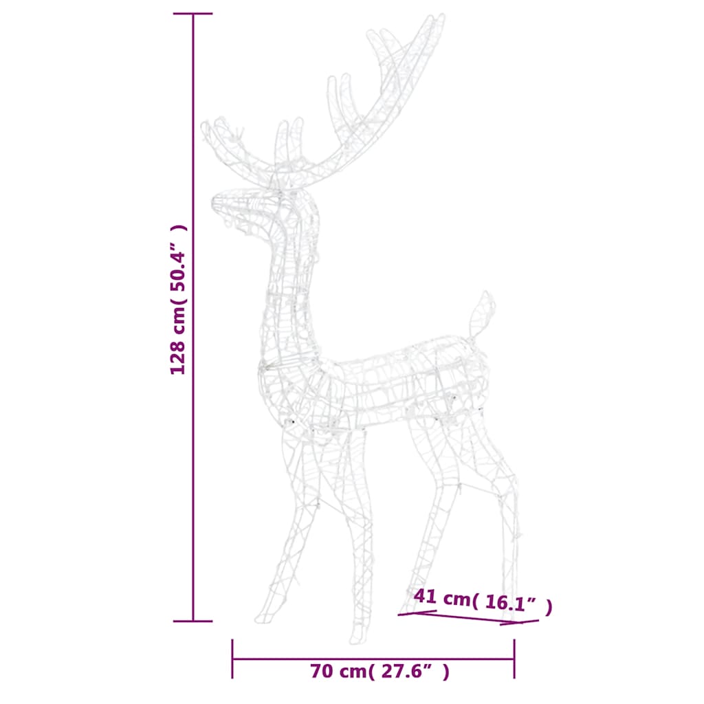 Vánoční Dekorace Akrylový Sob 140 Led 128 Cm Teplé Bílé Světlo Teplá Bílá