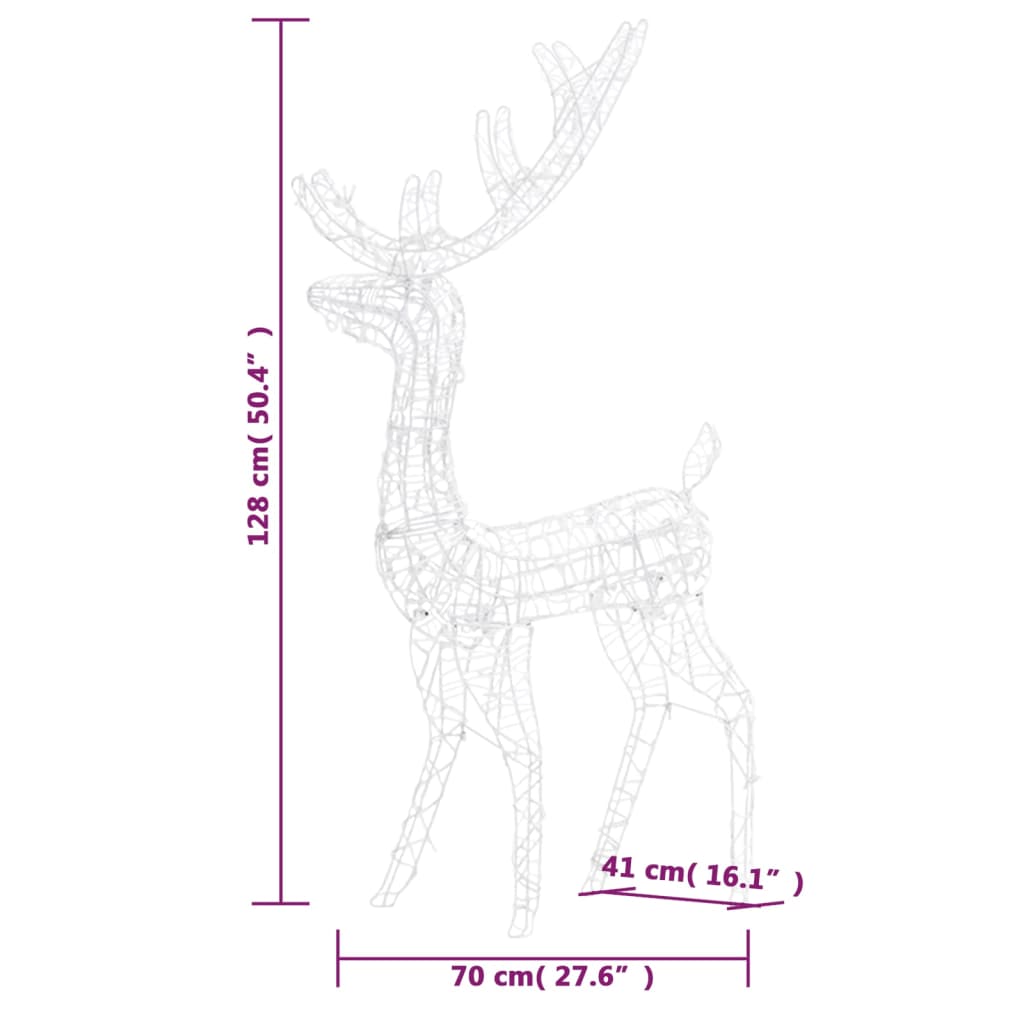 Vánoční Dekorace Akrylový Sob 140 Led 128 Cm Modré Světlo Modrá