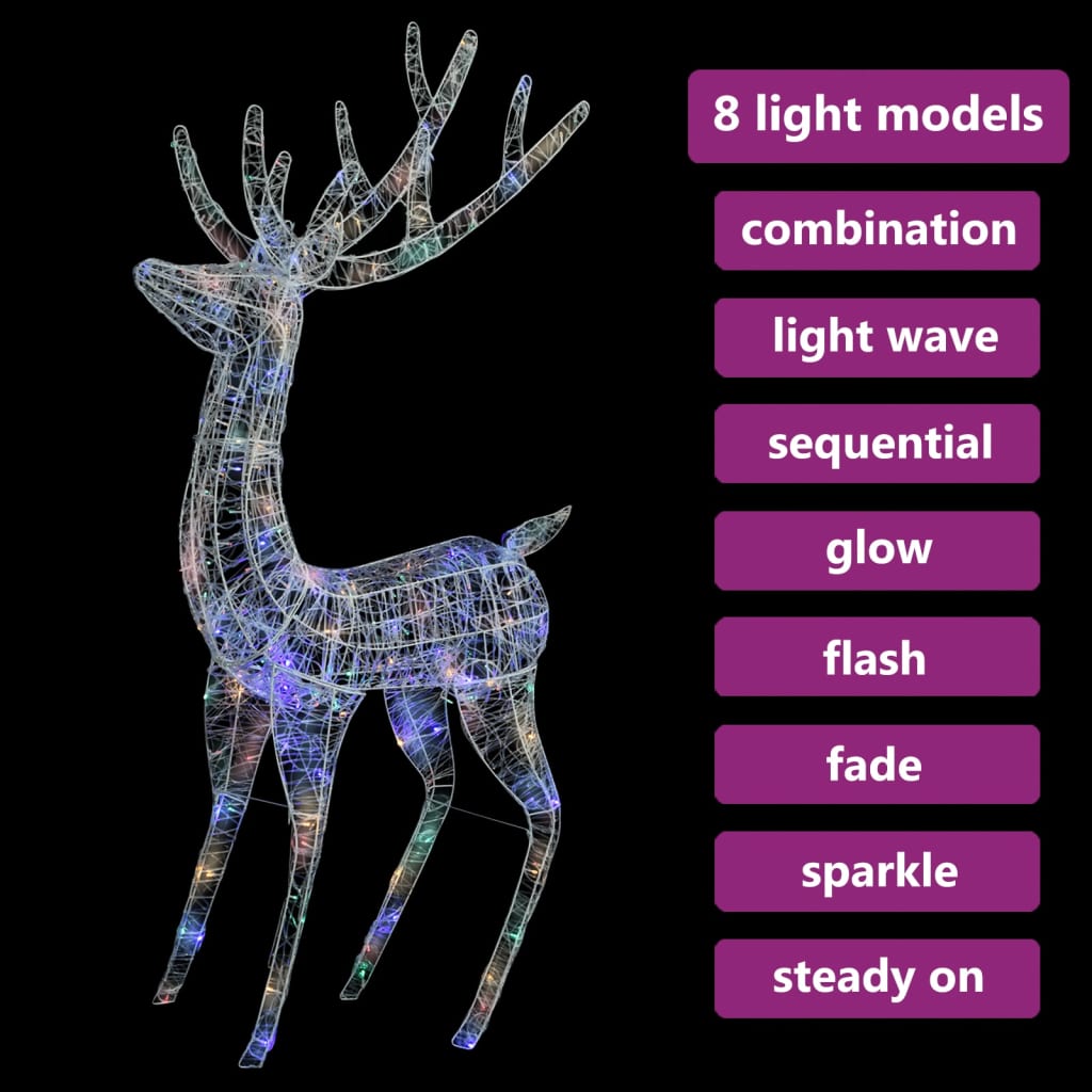 Xxl Akrylový Vánoční Sob 250 Led 180 Cm Barevné Světlo Vícebarevný