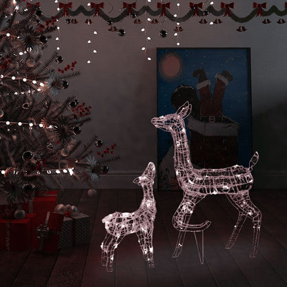 Vánoční Dekorace Akrylová Sobí Rodinka 160 Led Diod Barevná