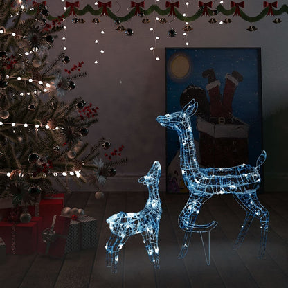 Vánoční Dekorace Akrylová Sobí Rodinka 160 Led Diod Barevná