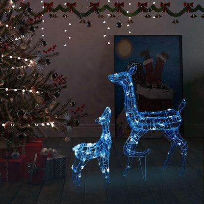 Vánoční Dekorace Akrylová Sobí Rodinka 160 Led Diod Barevná