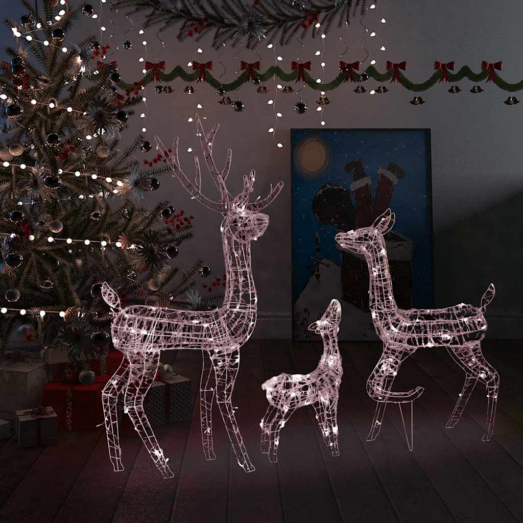 Vánoční Dekorace Akrylová Sobí Rodinka 300 Led