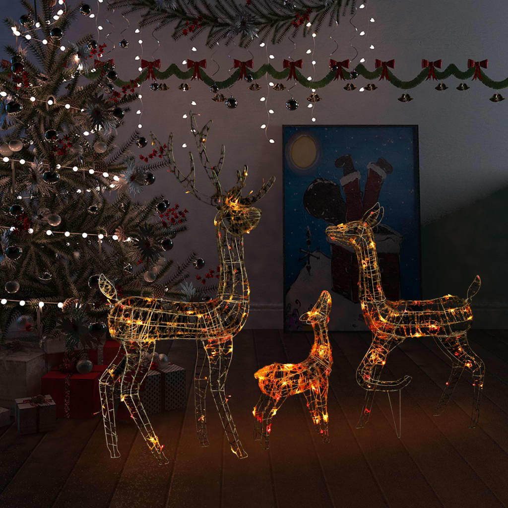 Vánoční Dekorace Akrylová Sobí Rodinka 300 Led