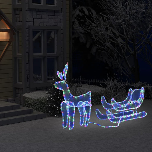 Vánoční Světelná Dekorace Vyplétaný Sob Se Sáněmi 432 Led Diod