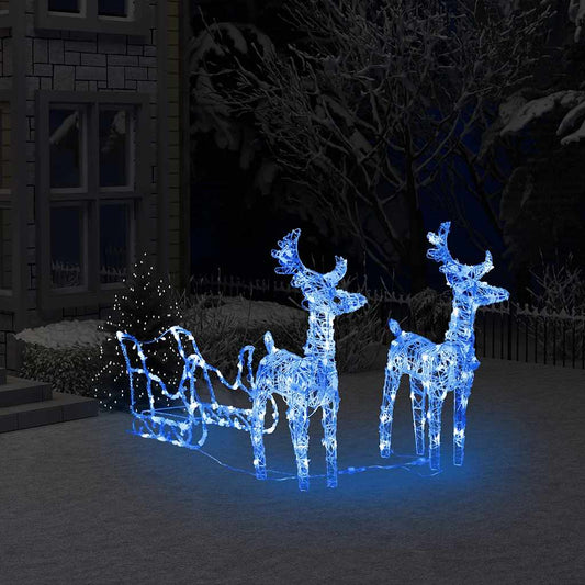 Vánoční Sobi Se Sáněmi 160 Led Diod 130 Cm Akryl