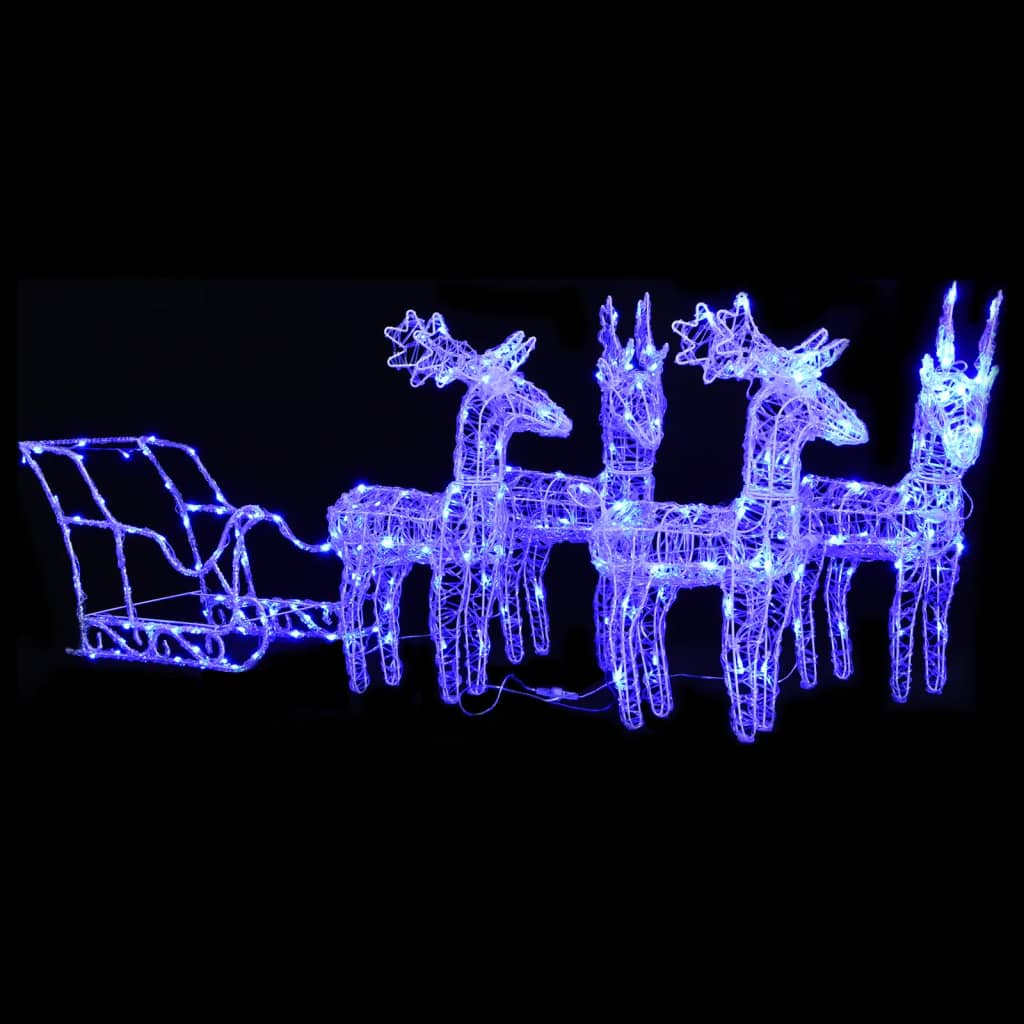 Vánoční Sobi Se Sáněmi 160 Led Diod 130 Cm Akryl