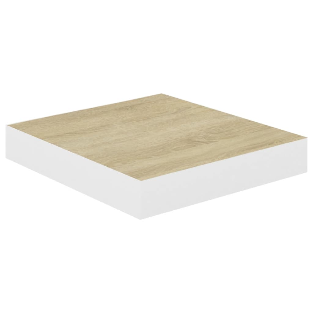 Plovoucí Nástěnné Police 2 Ks Dub A Bílé 23 X 23,5 X 3,8 Cm Mdf Dub A Bílá