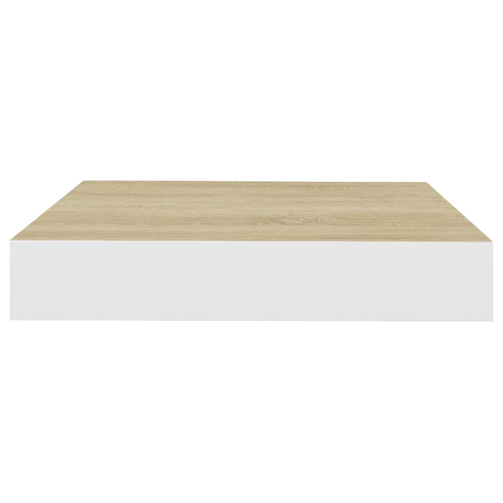 Plovoucí Nástěnné Police 2 Ks Dub A Bílé 23 X 23,5 X 3,8 Cm Mdf Dub A Bílá