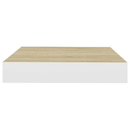 Plovoucí Nástěnné Police 2 Ks Dub A Bílé 23 X 23,5 X 3,8 Cm Mdf Dub A Bílá
