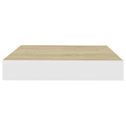 Plovoucí Nástěnné Police 4 Ks Dub A Bílé 23 X 23,5 X 3,8 Cm Mdf Dub A Bílá