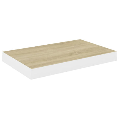 Plovoucí Nástěnné Police 2 Ks Dub A Bílé 40 X 23 X 3,8 Cm Mdf Dub A Bílá