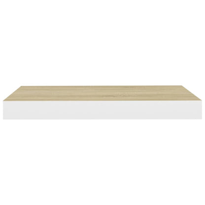 Plovoucí Nástěnné Police 2 Ks Dub A Bílé 40 X 23 X 3,8 Cm Mdf Dub A Bílá