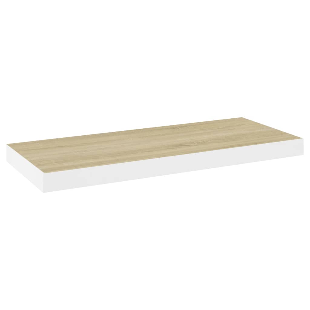 Plovoucí Nástěnná Police 60 X 23,5 X 3,8 Cm Mdf Dub A Bílá