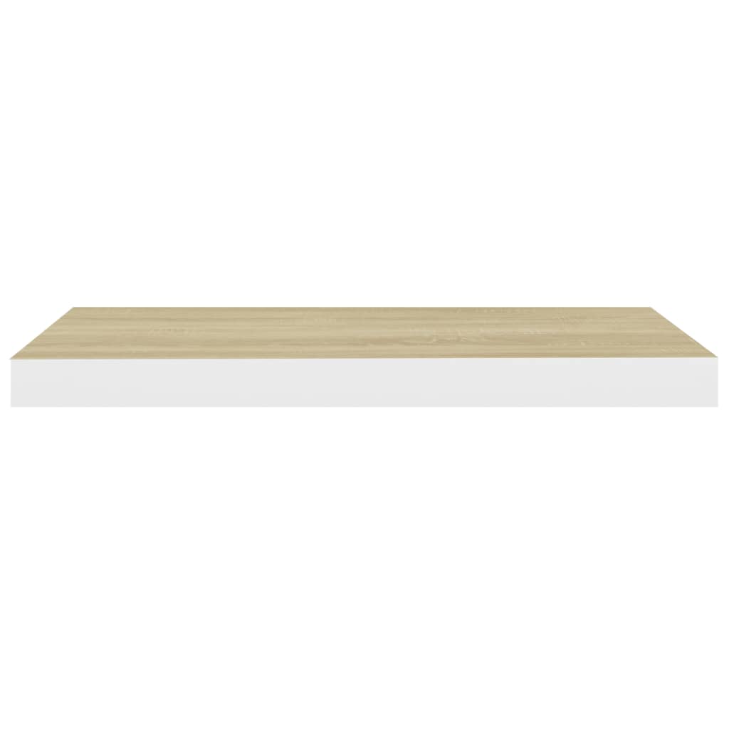 Plovoucí Nástěnné Police 2 Ks Dub A Bílé 60 X 23,5 X 3,8 Cm Mdf Dub A Bílá