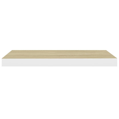 Plovoucí Nástěnné Police 2 Ks Dub A Bílé 60 X 23,5 X 3,8 Cm Mdf Dub A Bílá