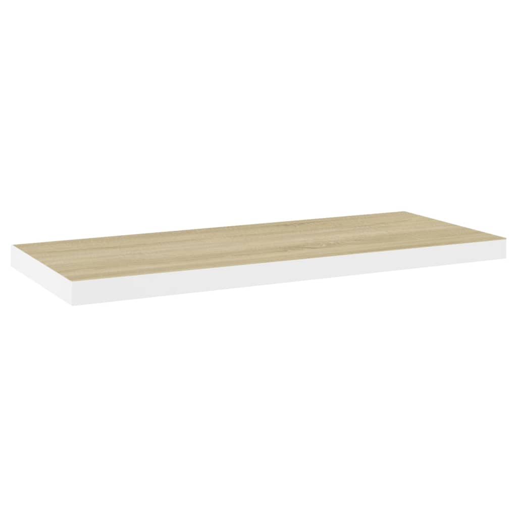 Plovoucí Nástěnná Police 80 X 23,5 X 3,8 Cm Mdf Dub A Bílá