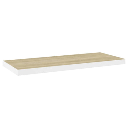 Plovoucí Nástěnné Police 2 Ks Dub A Bílé 80 X 23,5 X 3,8 Cm Mdf Dub A Bílá