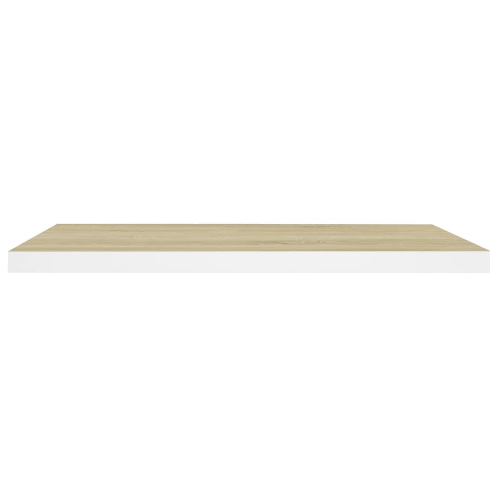 Plovoucí Nástěnné Police 2 Ks Dub A Bílé 80 X 23,5 X 3,8 Cm Mdf Dub A Bílá