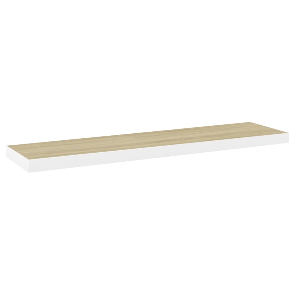 Plovoucí Nástěnná Police 90 X 23,5 X 3,8 Cm Mdf Dub A Bílá