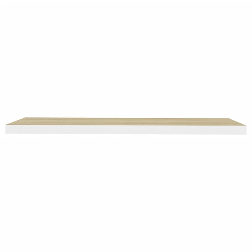Plovoucí Nástěnná Police 90 X 23,5 X 3,8 Cm Mdf Dub A Bílá