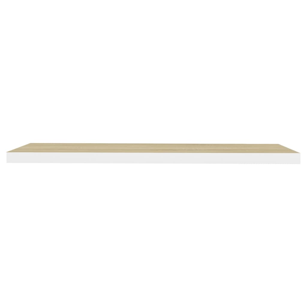 Plovoucí Nástěnné Police 2 Ks Dub A Bílé 90X23,5X3,8 Cm Mdf Dub A Bílá
