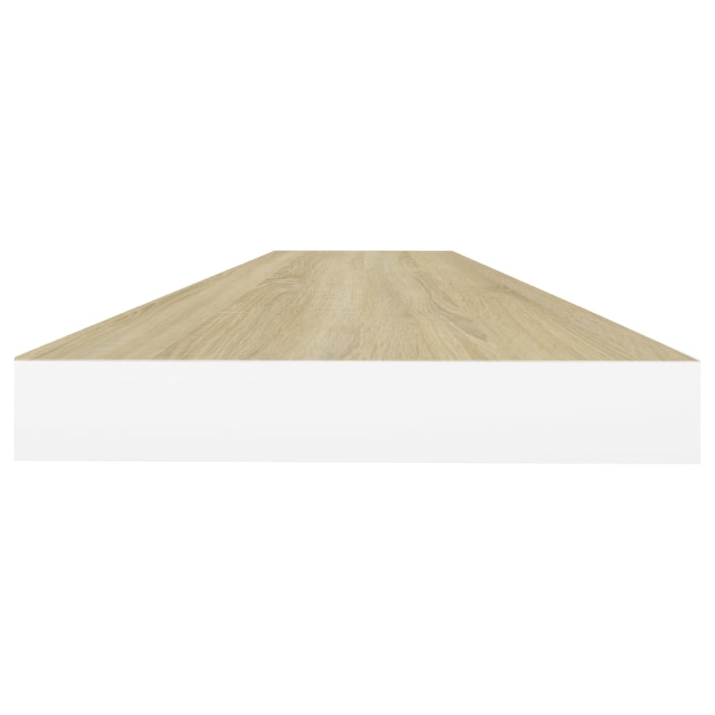 Plovoucí Nástěnné Police 2 Ks Dub A Bílé 90X23,5X3,8 Cm Mdf Dub A Bílá