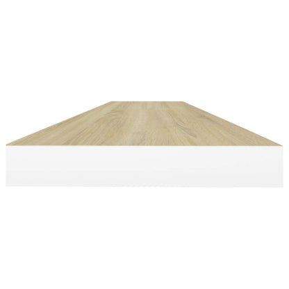 Plovoucí Nástěnné Police 4 Ks Dub A Bílé 90X23,5X3,8 Cm Mdf Dub A Bílá