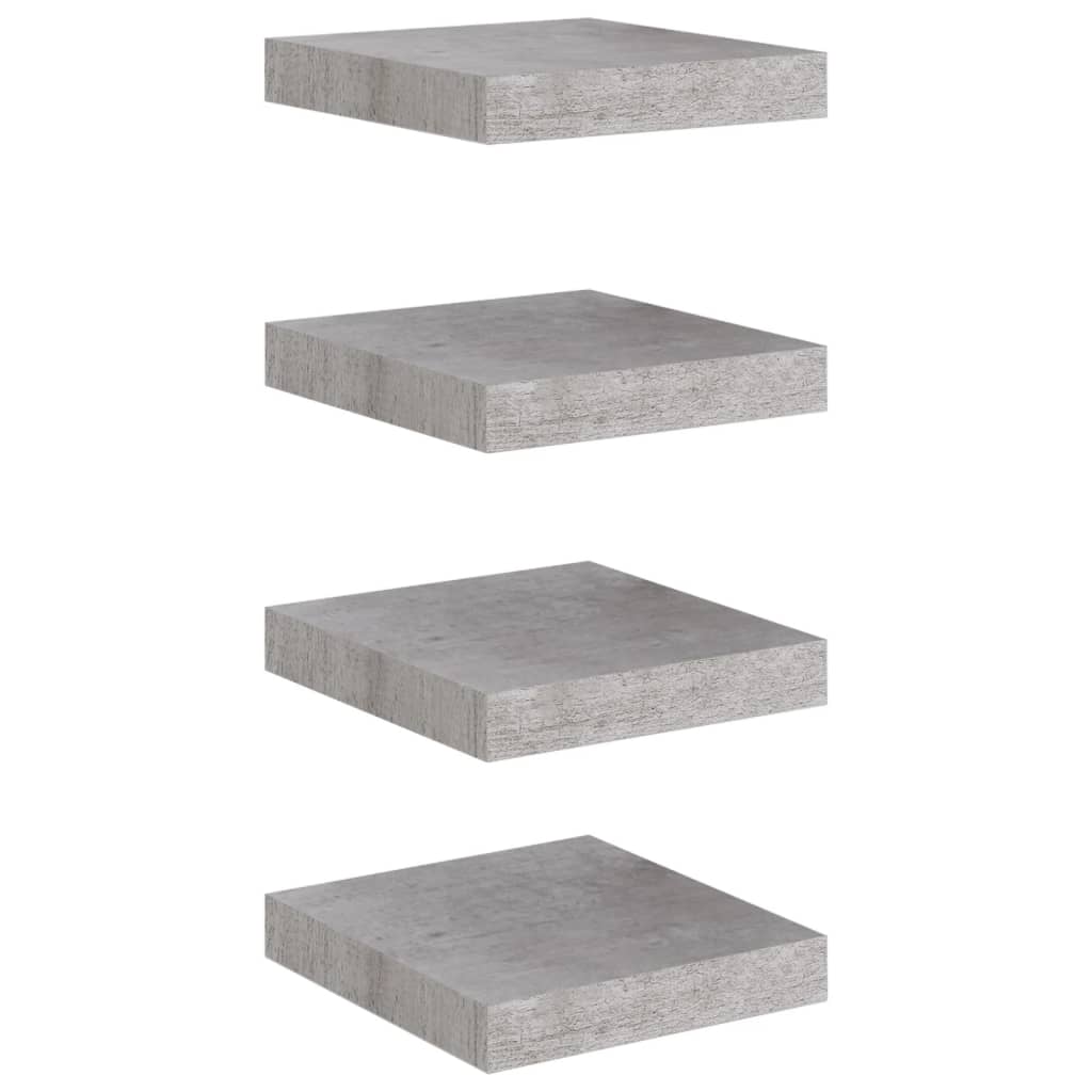 Plovoucí Nástěnné Police 4 Ks Betonově Šedé 23X23,5X3,8 Cm Mdf Betonová Šedá