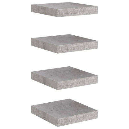 Plovoucí Nástěnné Police 4 Ks Betonově Šedé 23X23,5X3,8 Cm Mdf Betonová Šedá