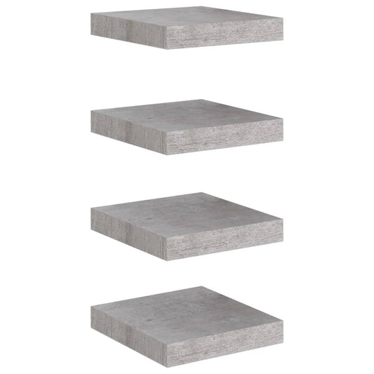 Plovoucí Nástěnné Police 4 Ks Betonově Šedé 23X23,5X3,8 Cm Mdf Betonová Šedá