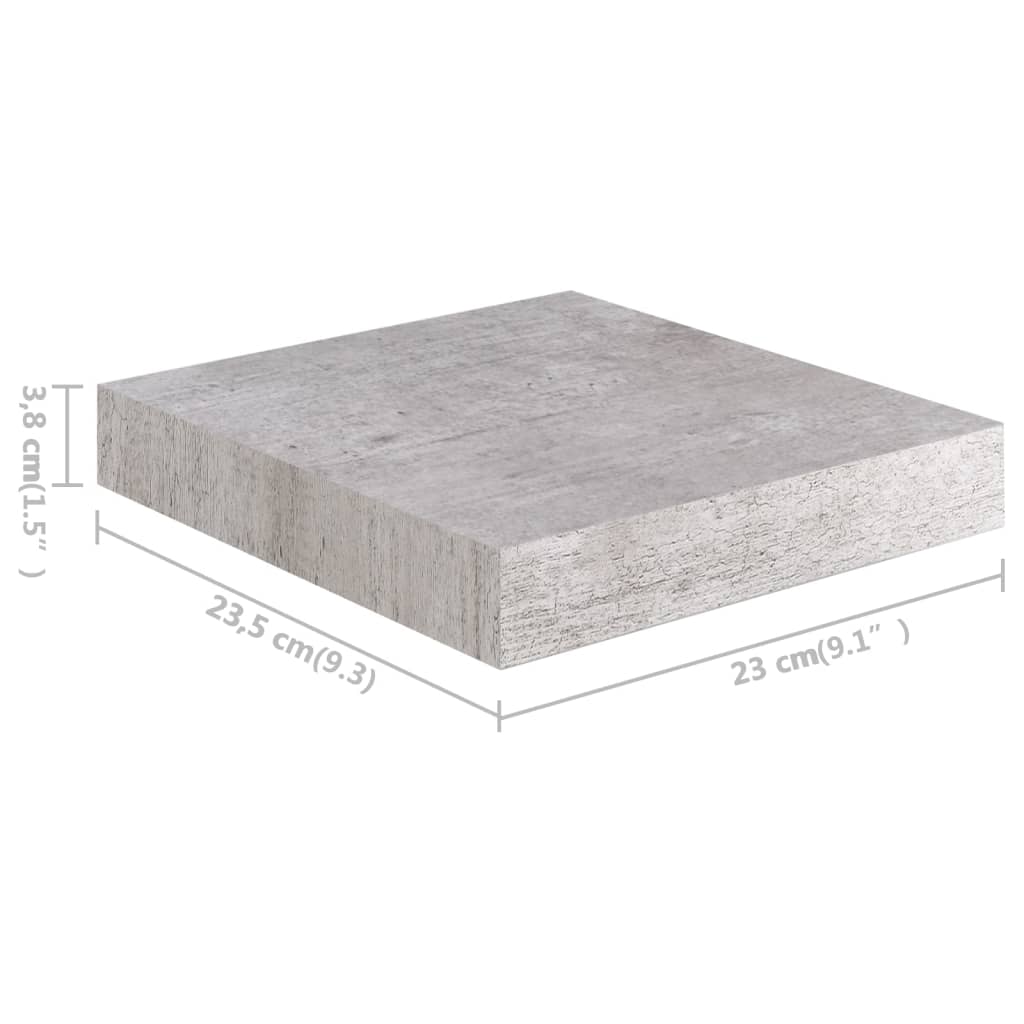 Plovoucí Nástěnné Police 4 Ks Betonově Šedé 23X23,5X3,8 Cm Mdf Betonová Šedá