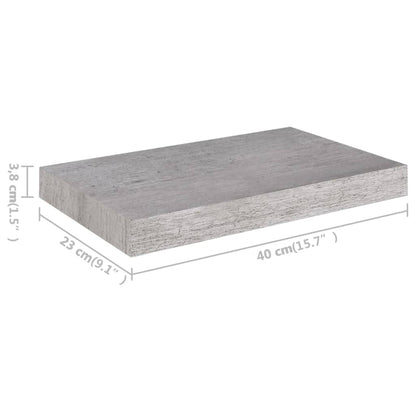 Plovoucí Nástěnná Police Betonově Šedá 40 X 23 X 3,8 Cm Mdf Betonová Šedá