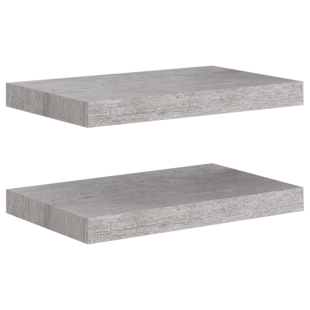 Plovoucí Nástěnné Police 2 Ks Betonově Šedé 40X23X3,8 Cm Mdf Betonová Šedá