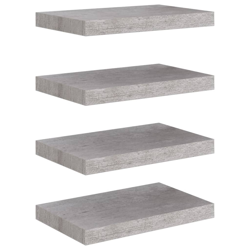 Plovoucí Nástěnné Police 4 Ks Betonově Šedé 40X23X3,8 Cm Mdf Betonová Šedá