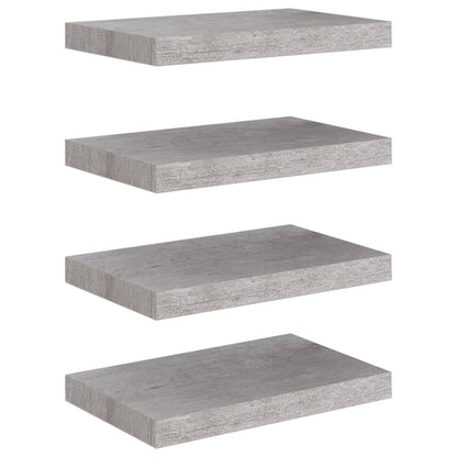 Plovoucí Nástěnné Police 4 Ks Betonově Šedé 40X23X3,8 Cm Mdf Betonová Šedá