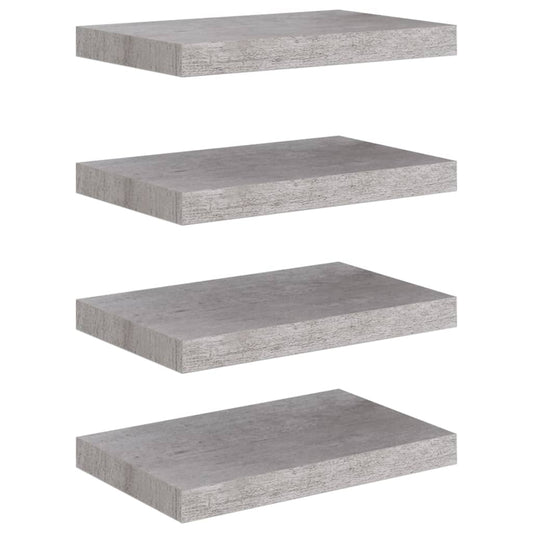 Plovoucí Nástěnné Police 4 Ks Betonově Šedé 40X23X3,8 Cm Mdf Betonová Šedá