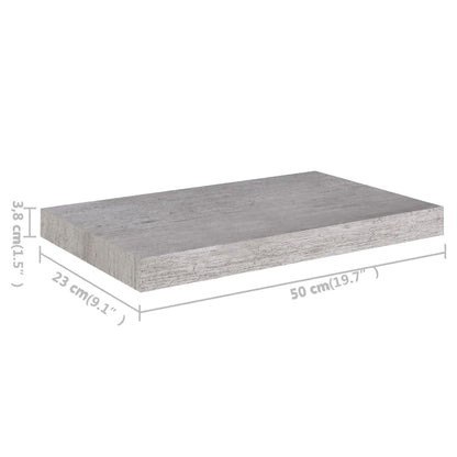 Plovoucí Nástěnná Police Betonově Šedá 50 X 23 X 3,8 Cm Mdf Betonová Šedá