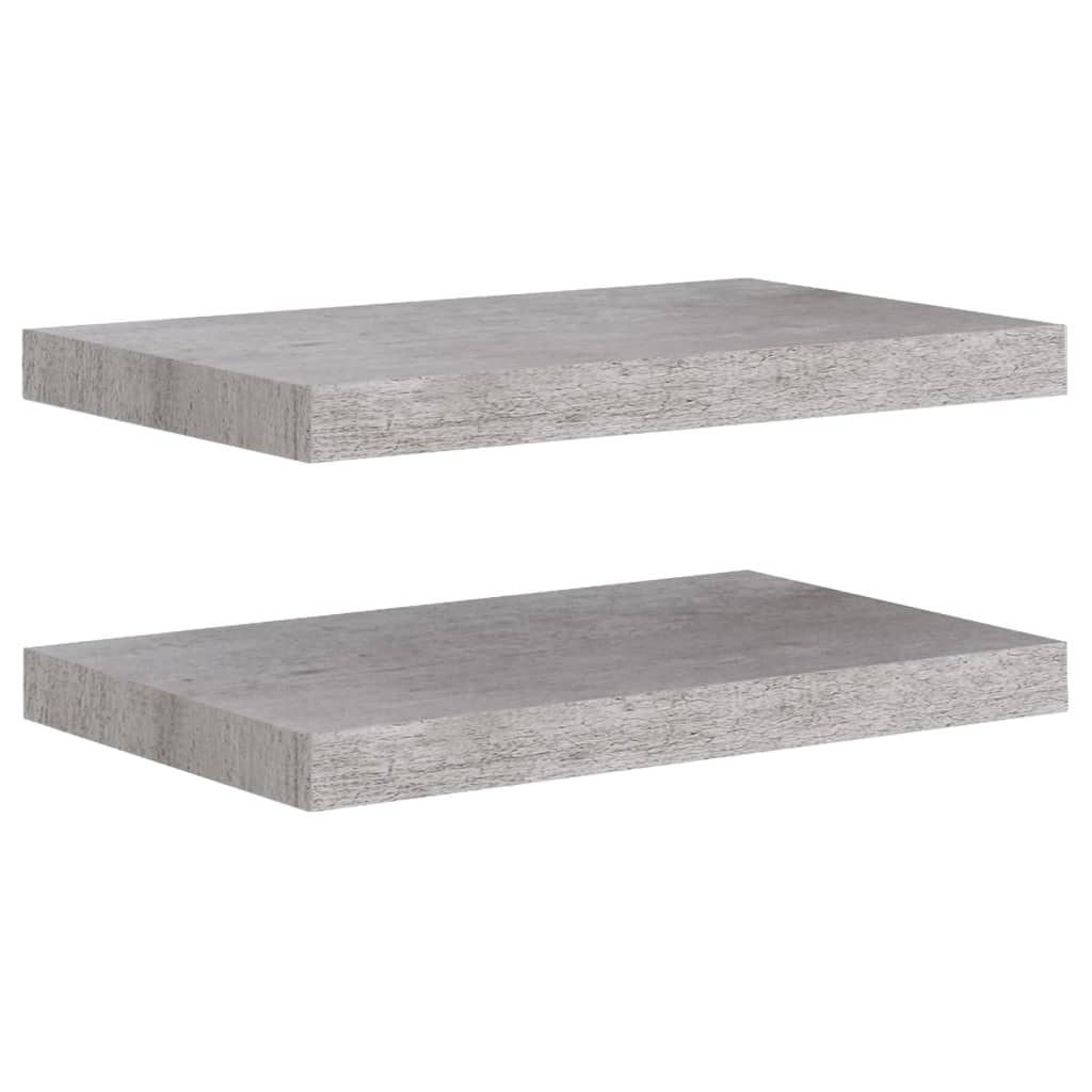 Plovoucí Nástěnné Police 2 Ks Betonově Šedé 50X23X3,8 Cm Mdf Betonová Šedá