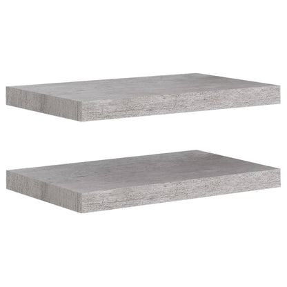 Plovoucí Nástěnné Police 2 Ks Betonově Šedé 50X23X3,8 Cm Mdf Betonová Šedá