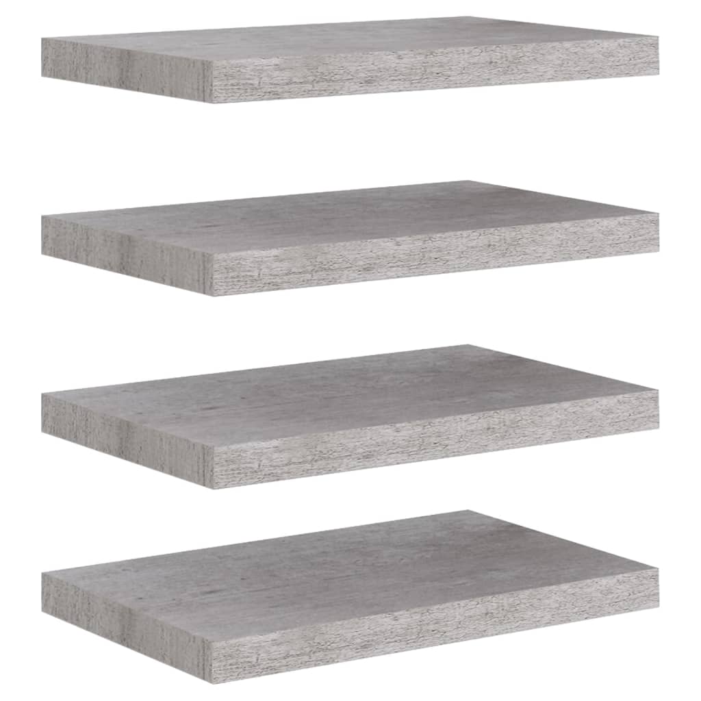 Plovoucí Nástěnné Police 4 Ks Betonově Šedé 50X23X3,8 Cm Mdf Betonová Šedá