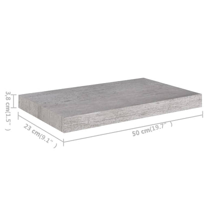 Plovoucí Nástěnné Police 4 Ks Betonově Šedé 50X23X3,8 Cm Mdf Betonová Šedá