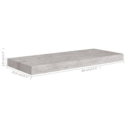 Plovoucí Nástěnná Police Betonově Šedá 60 X 23,5 X 3,8 Cm Mdf Betonová Šedá