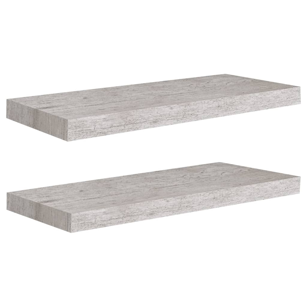 Plovoucí Nástěnné Police 2 Ks Betonově Šedé 60X23,5X3,8 Cm Mdf