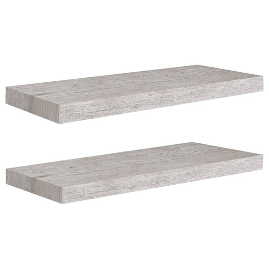 Plovoucí Nástěnné Police 2 Ks Betonově Šedé 60X23,5X3,8 Cm Mdf