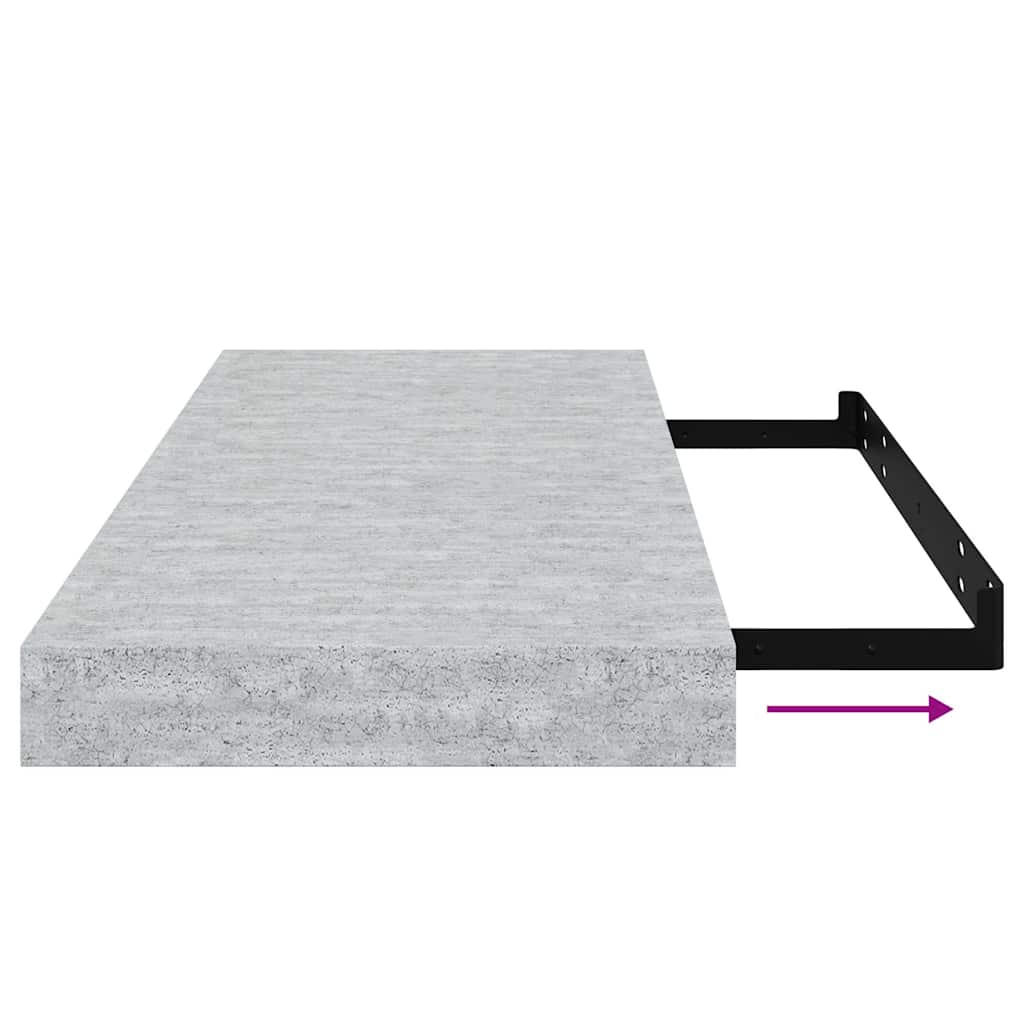 Plovoucí Nástěnné Police 2 Ks Betonově Šedé 60X23,5X3,8 Cm Mdf